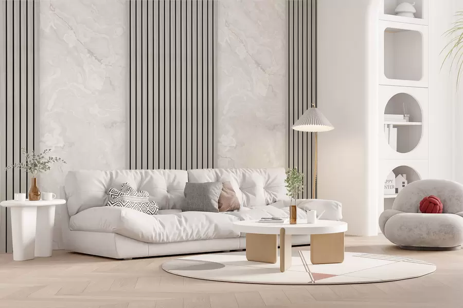 carta da parati Doghe in legno con marmo nr. u97465