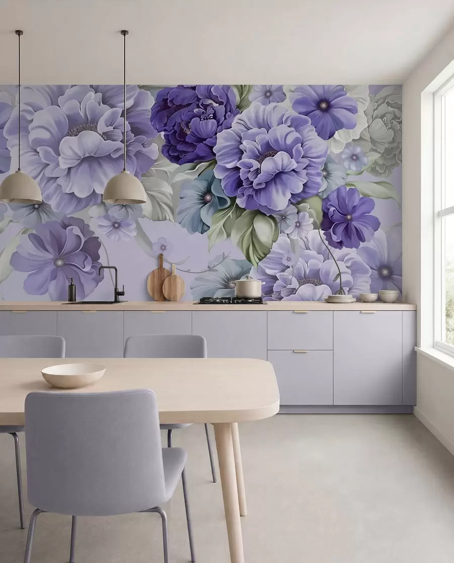 Carta da parati 3D Fiori Delicati fiori blu nei colori del blu n. u59900v2