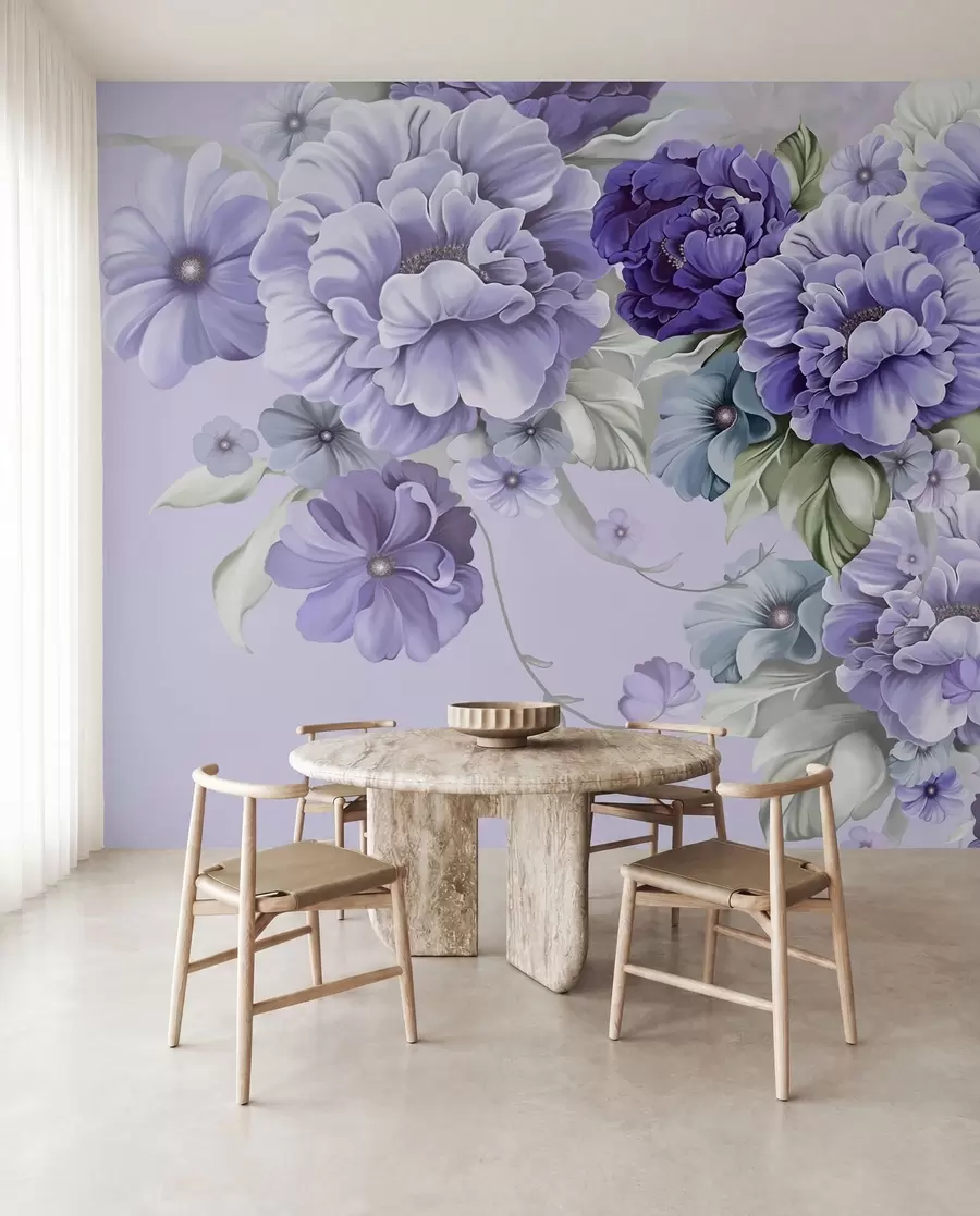 Carta da parati 3D Fiori Delicati fiori blu nei colori del blu n. u59900v2