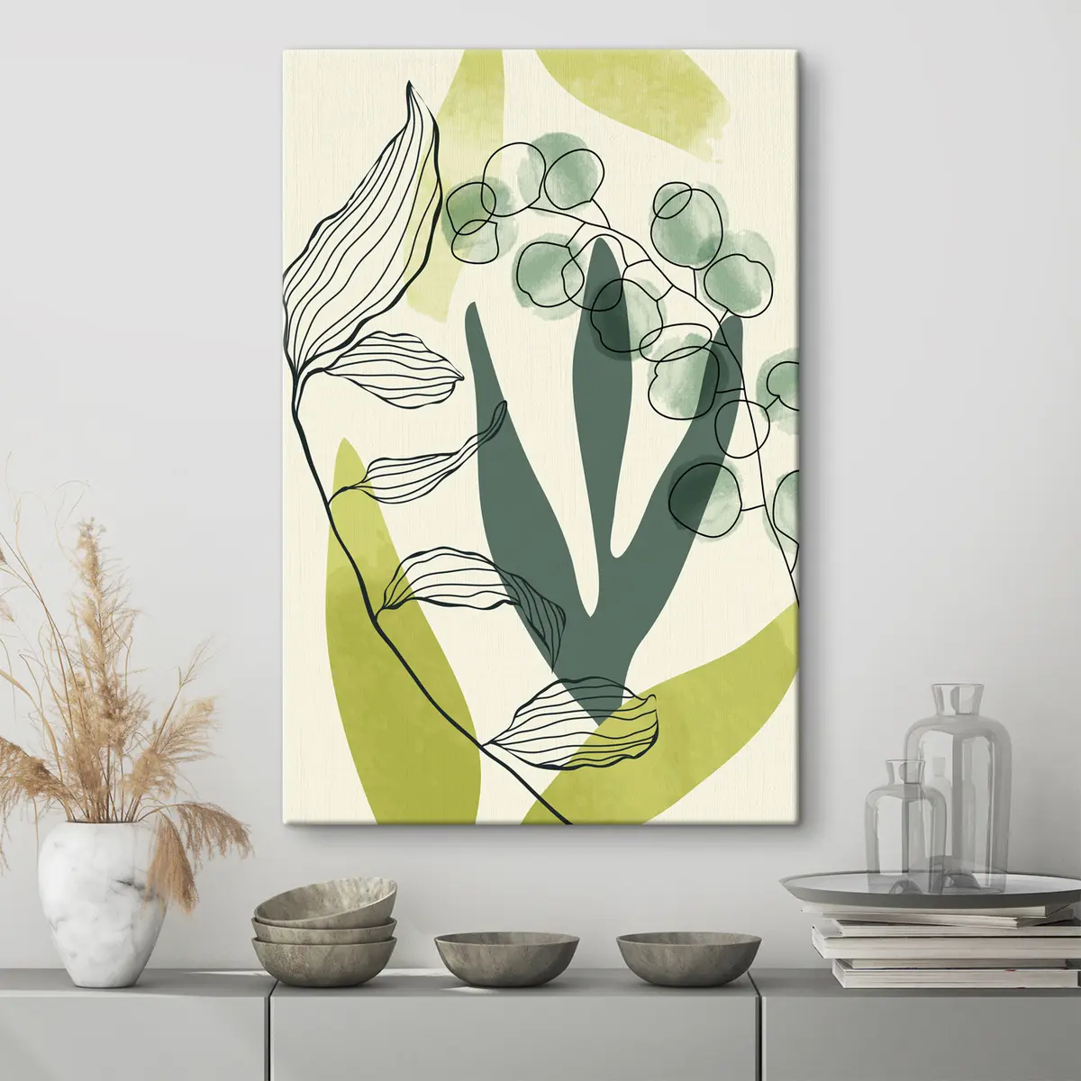 carta da parati Fiori e foglie astratti ad acquerello nr. s36133