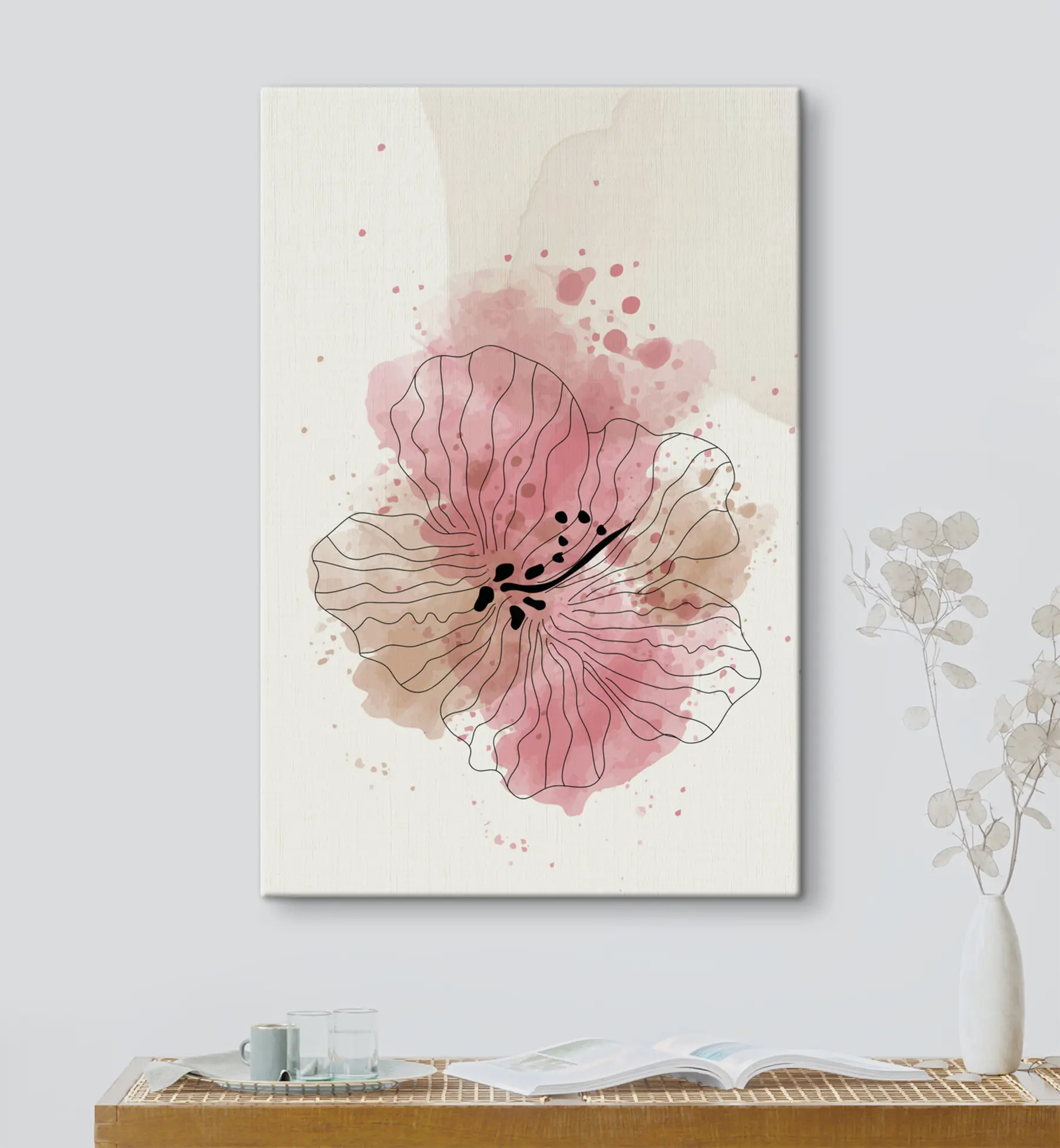 carta da parati Fard rosa in acquerello nr. s36136