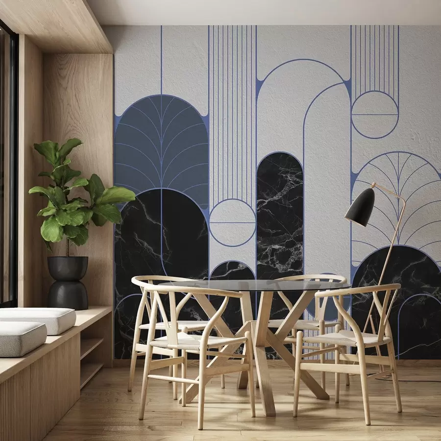 carta da parati Archi in stile Art Déco nei colori blu nr. u73101v1