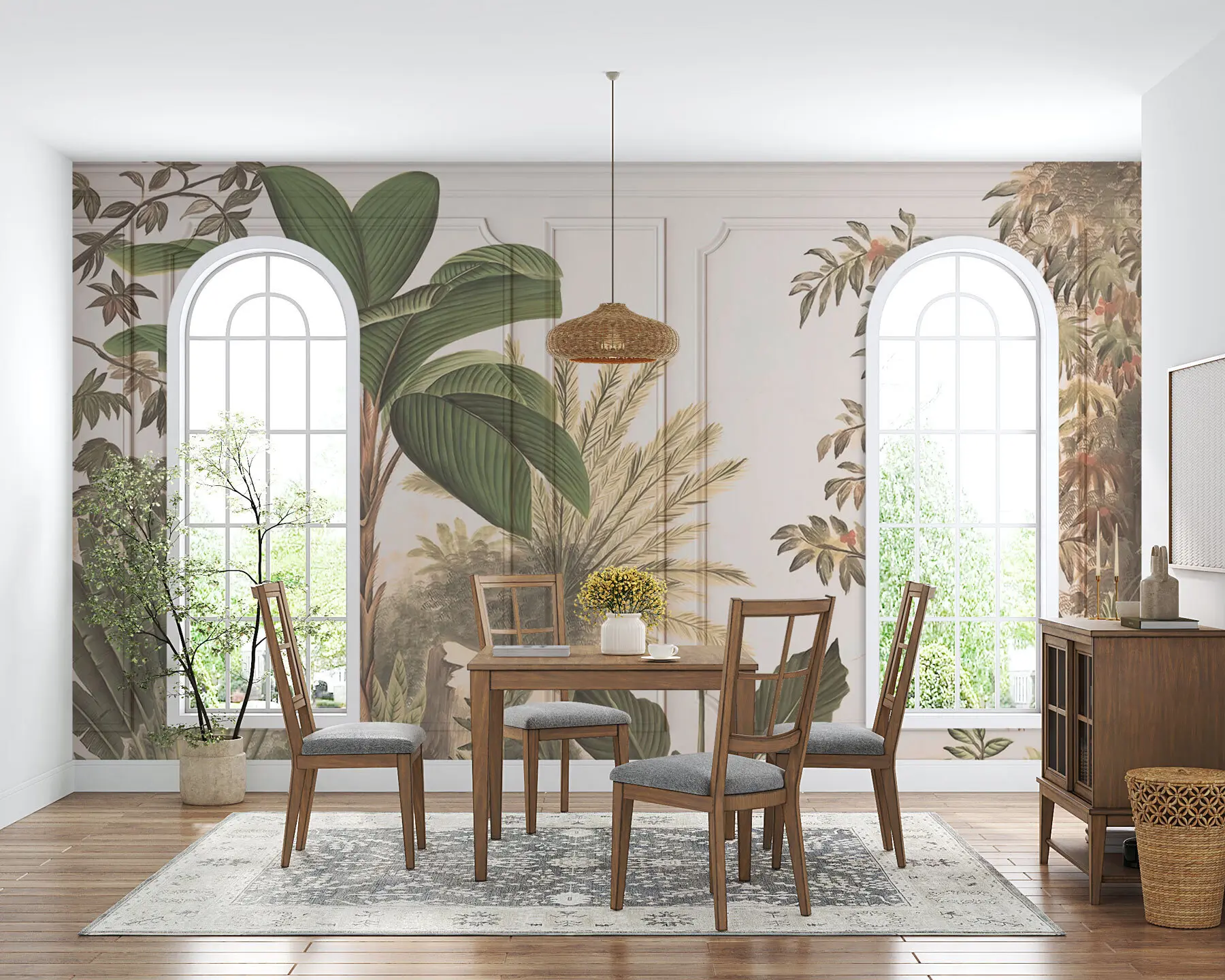 carta da parati Interni moderni classici di colore bianco con pannelli a parete sagomati nr. u98199