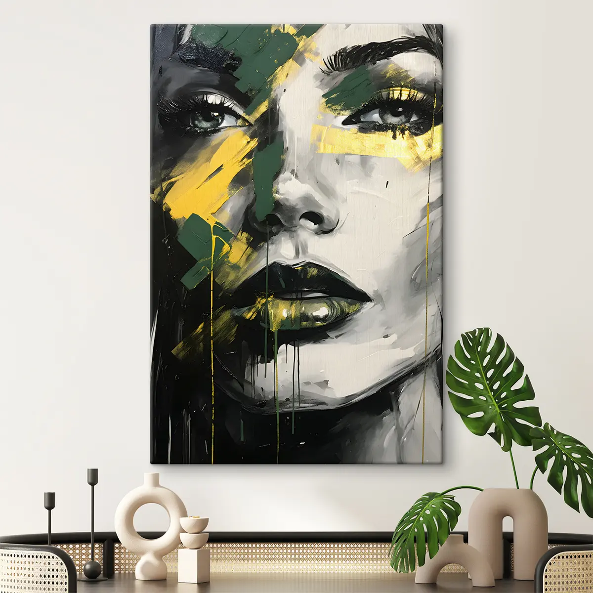 carta da parati Ritratto femminile con dettaglio di occhi e labbra nr. s36157