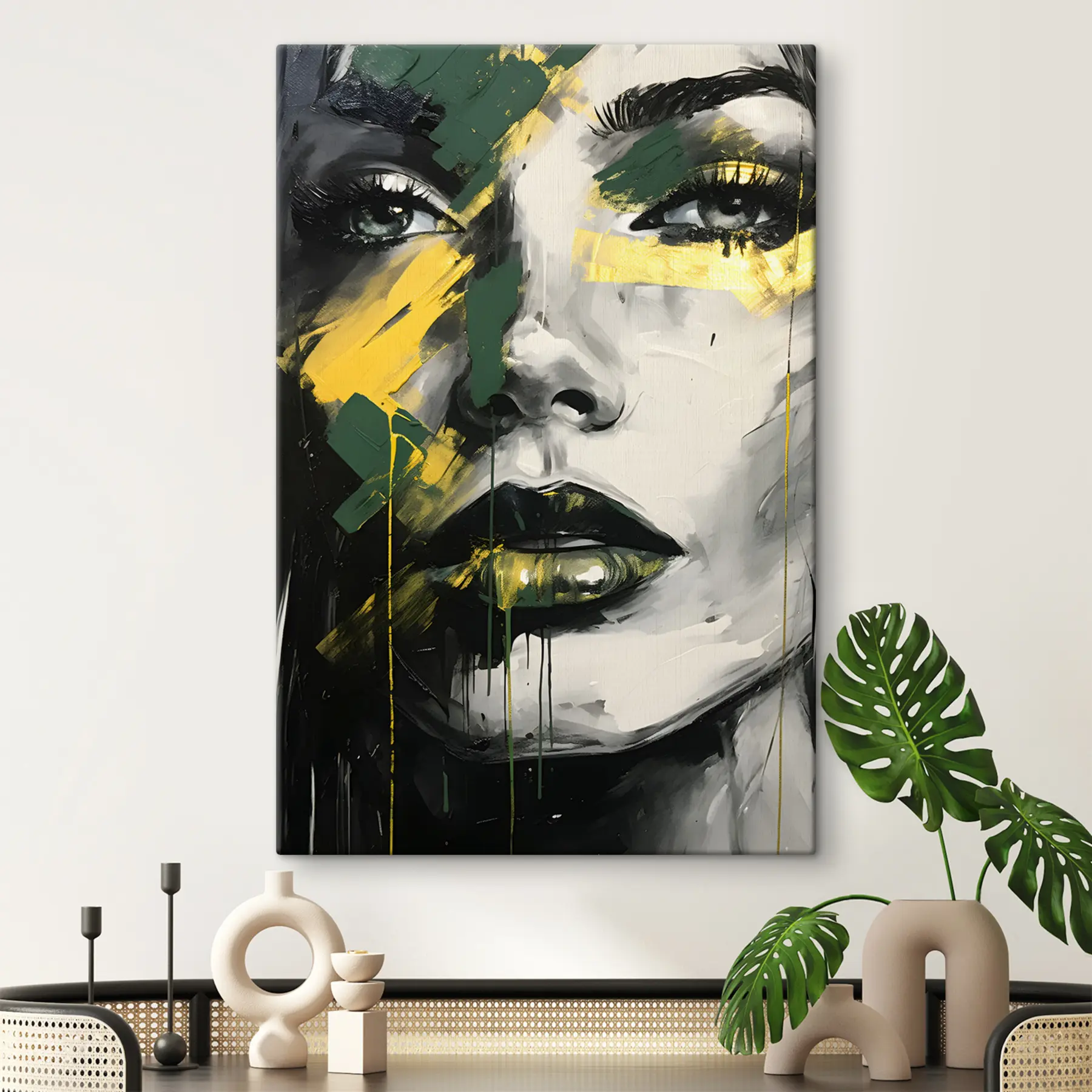 carta da parati Ritratto femminile con dettaglio di occhi e labbra nr. s36157