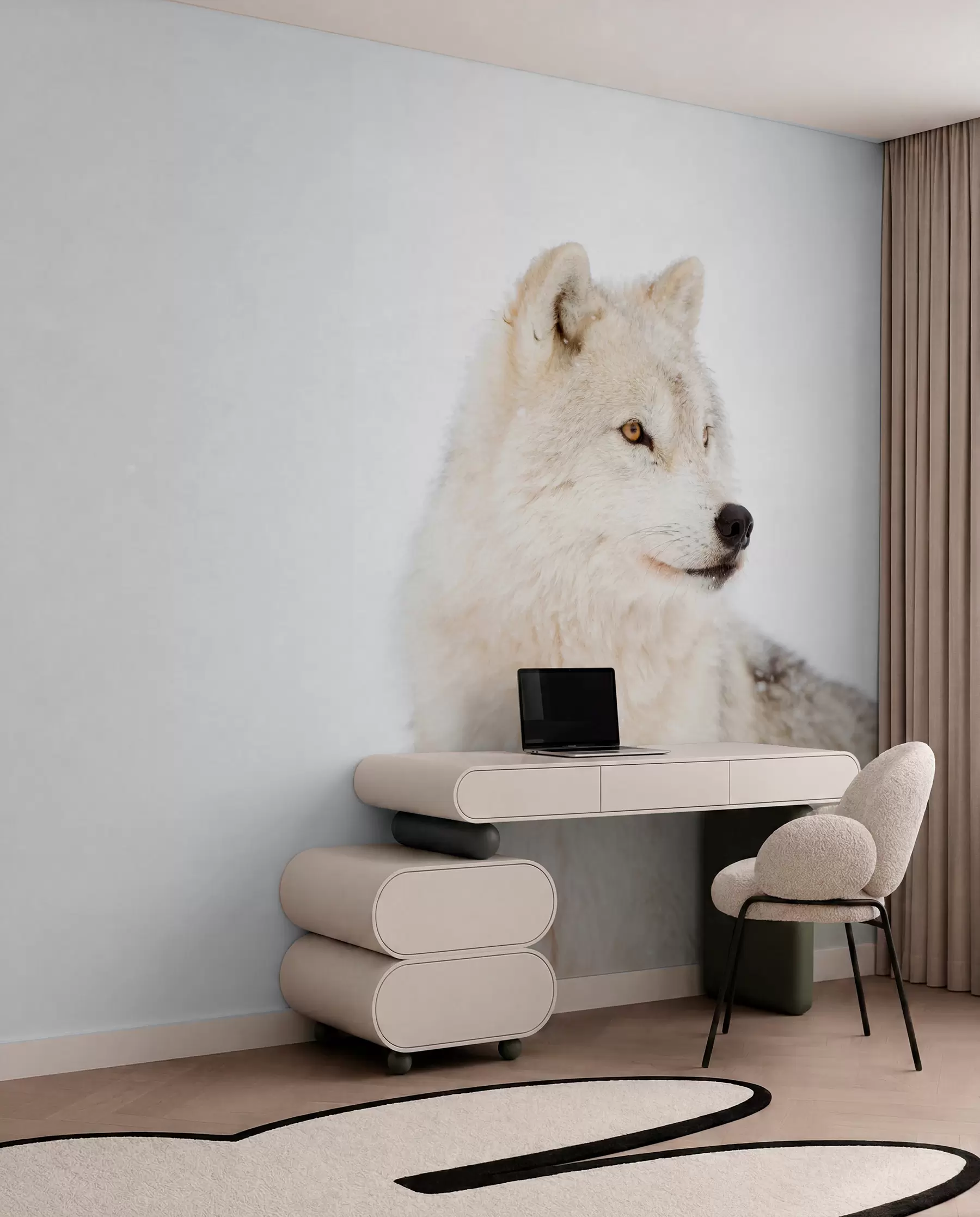 carta da parati Arctic Wolf su uno sfondo bianco nr. u98189