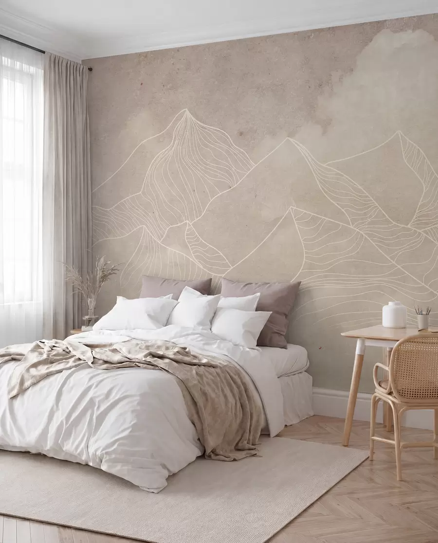 carta da parati Texture grunge con montagne astratte, colore beige, arte a tema natura nr. u98839