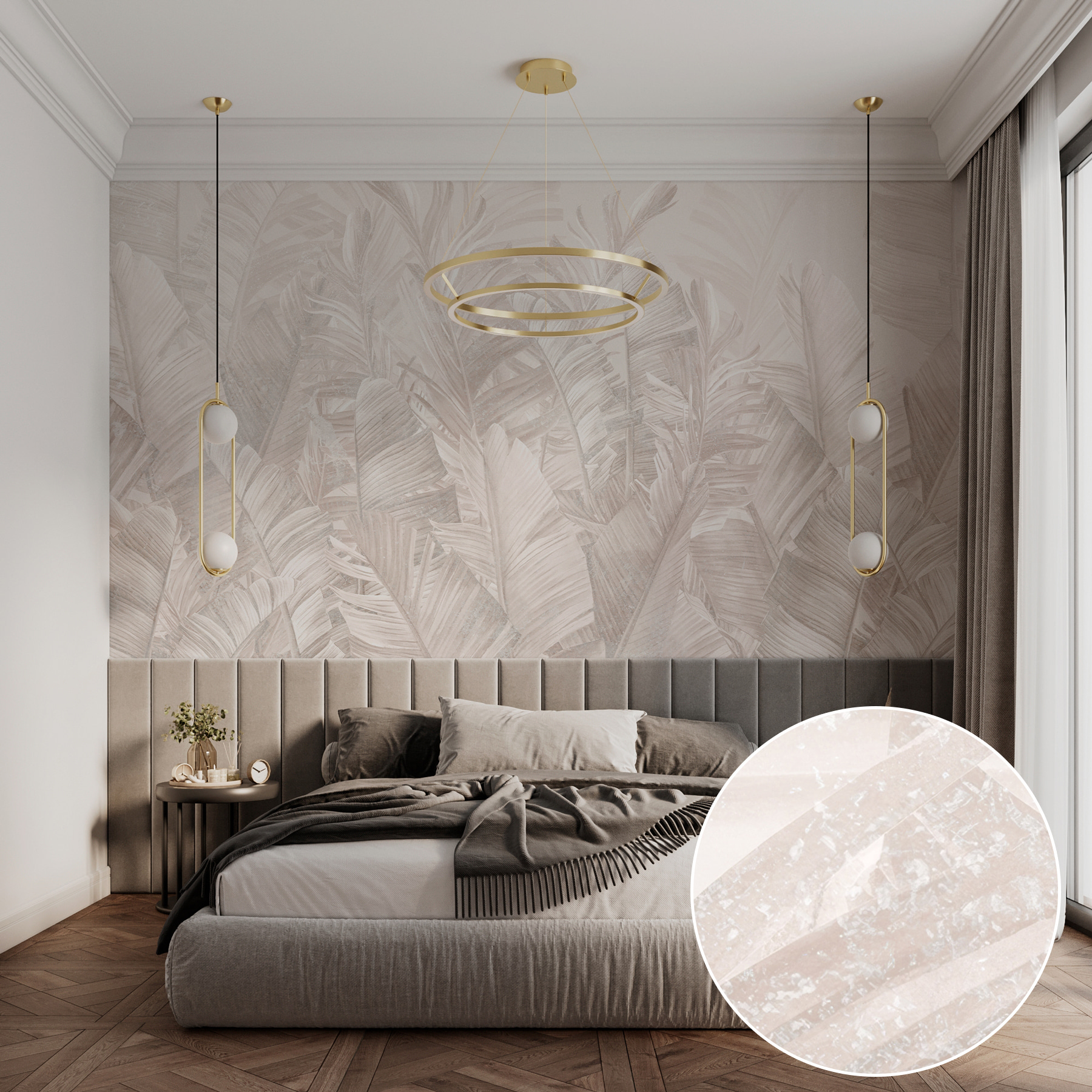 Carta Da Parati Palme In Tessuto Non Tessuto - Design Moderno 10.05m X 0.53m | Beige/Crema/Grigio | A.S. Creation - Foto 2