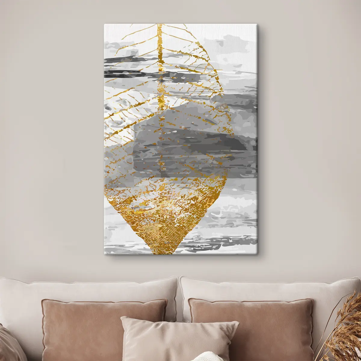 carta da parati Design artistico a foglie in tonalità neutre nr. s36483