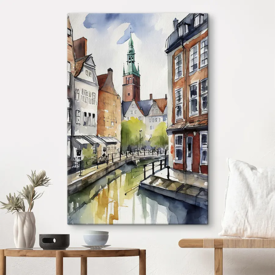 carta da parati Un'affascinante scena di canale in una città vibrante nr. s36682