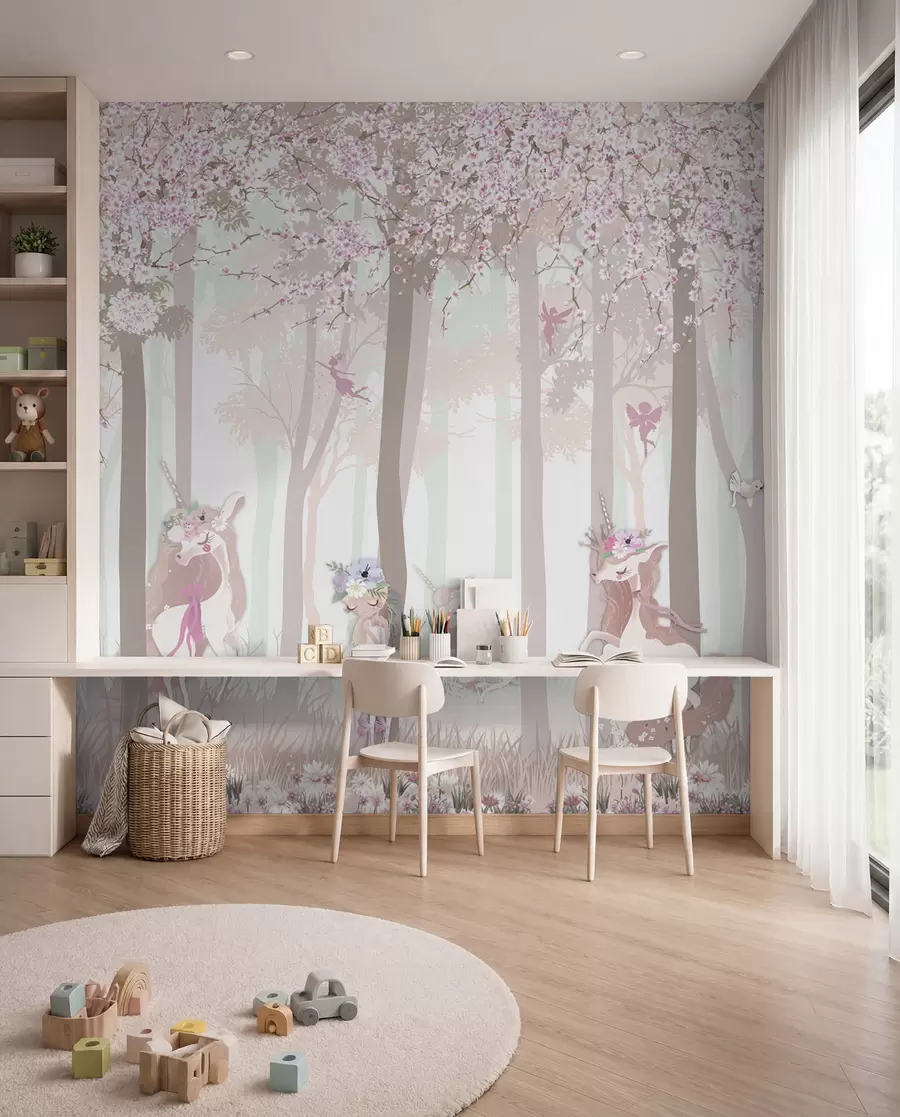 carta da parati Principesse nel bosco fiorito nr. u98694