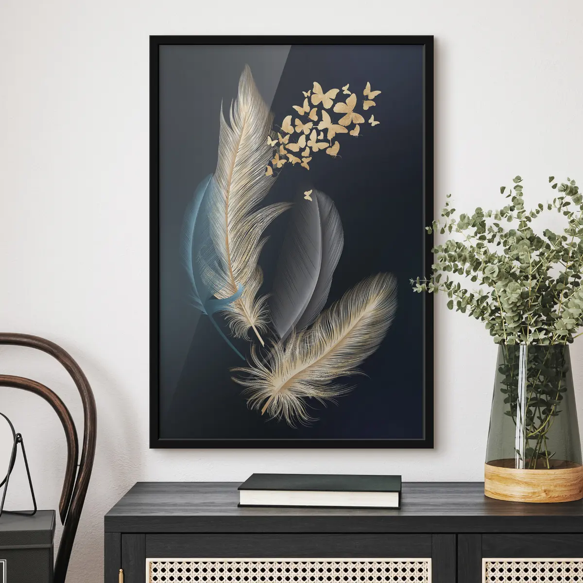 Poster Piume e farfalle f03899