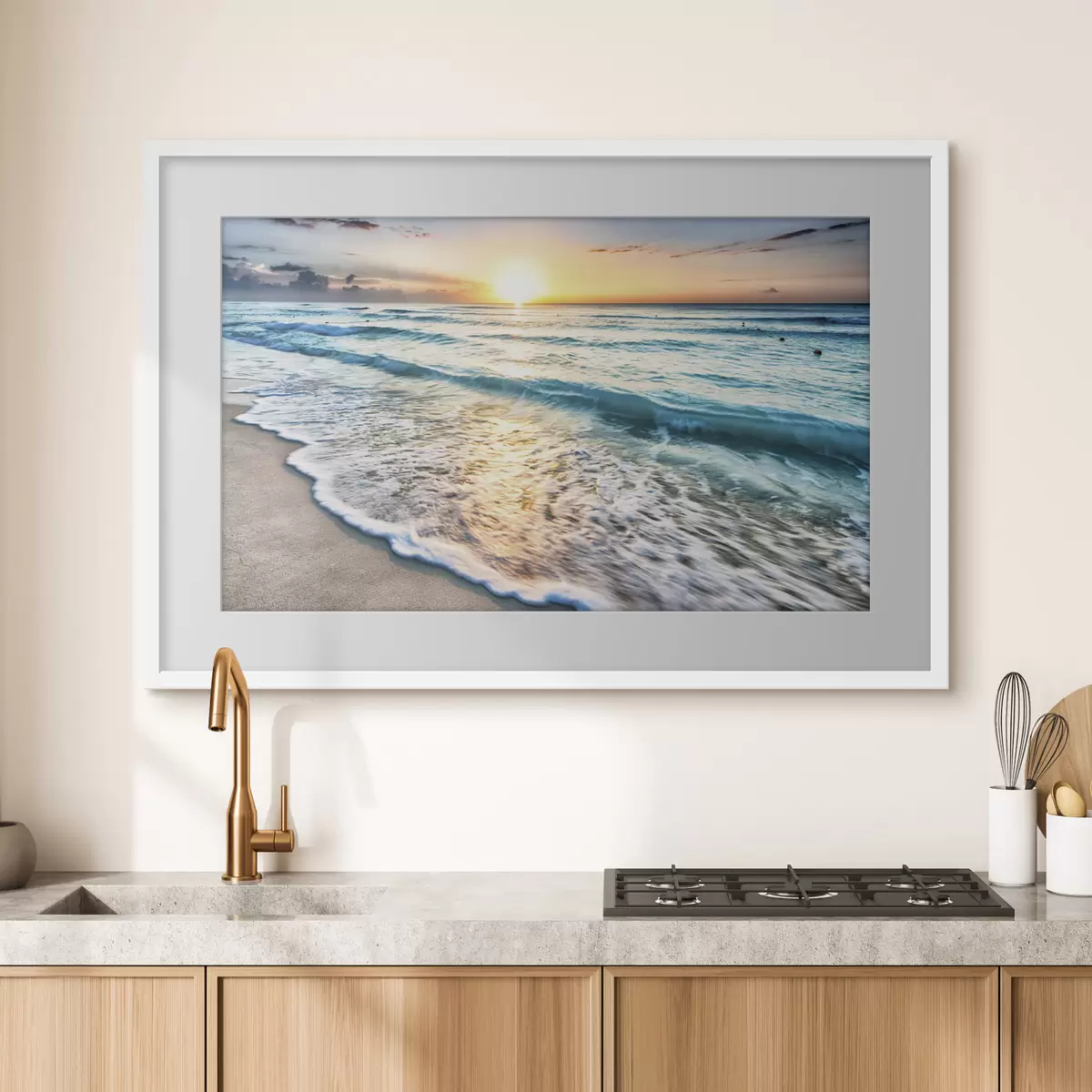 Poster Tramonto sulle onde tranquille dell'oceano f08091