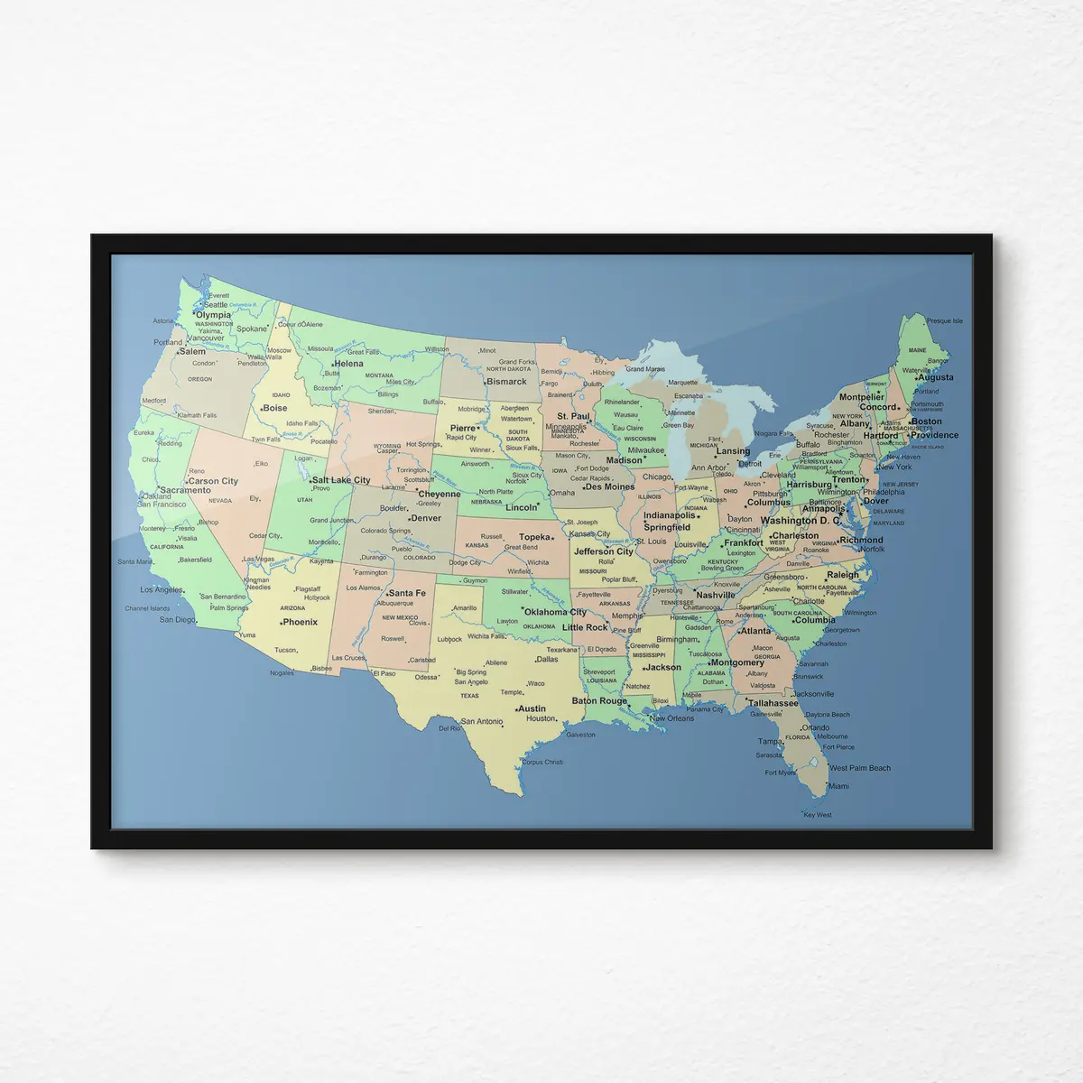 Poster Mappa degli Stati Uniti visualizzata f09911