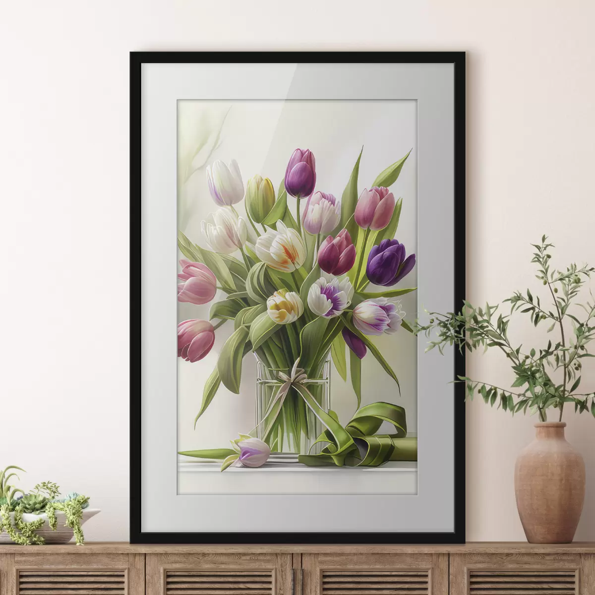 Poster Tulipani colorati in un vaso di vetro f31219