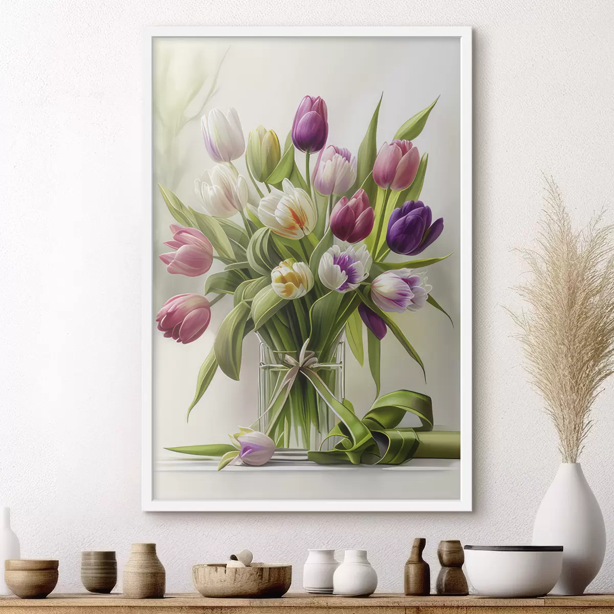 Poster Tulipani colorati in un vaso di vetro f31219
