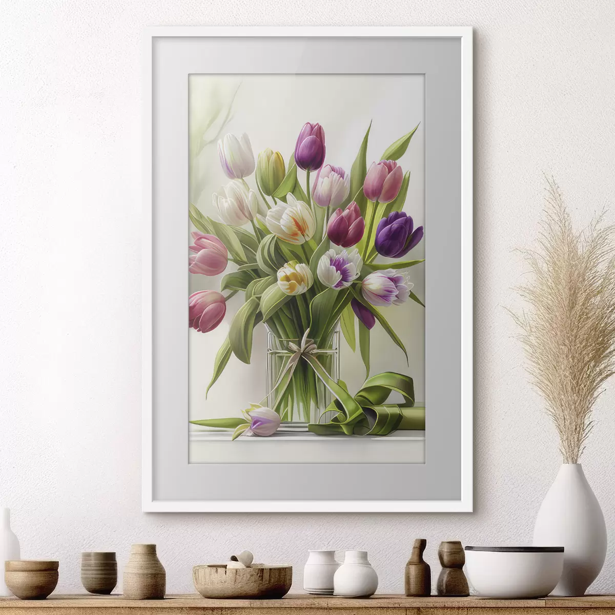 Poster Tulipani colorati in un vaso di vetro f31219