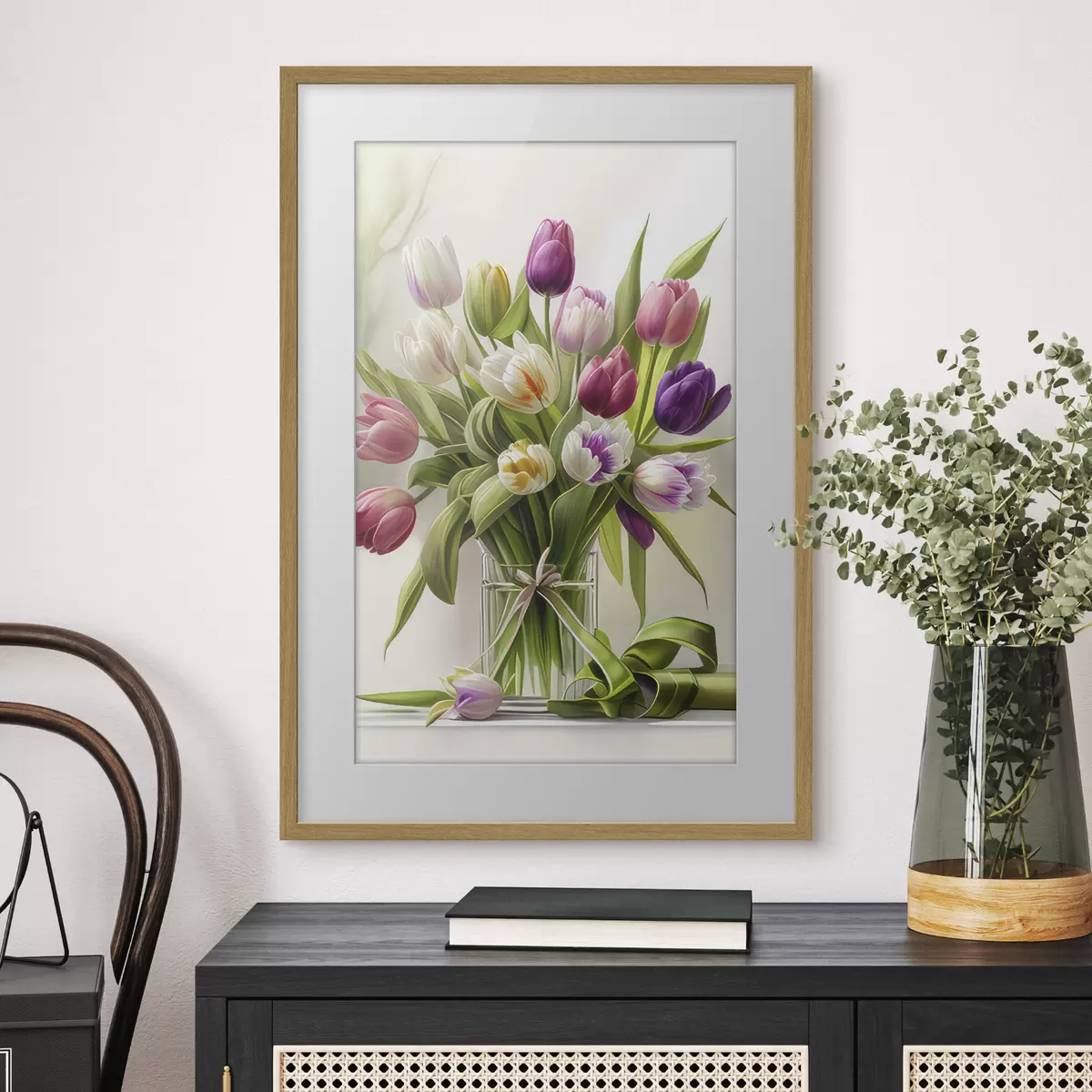 Poster Tulipani colorati in un vaso di vetro f31219
