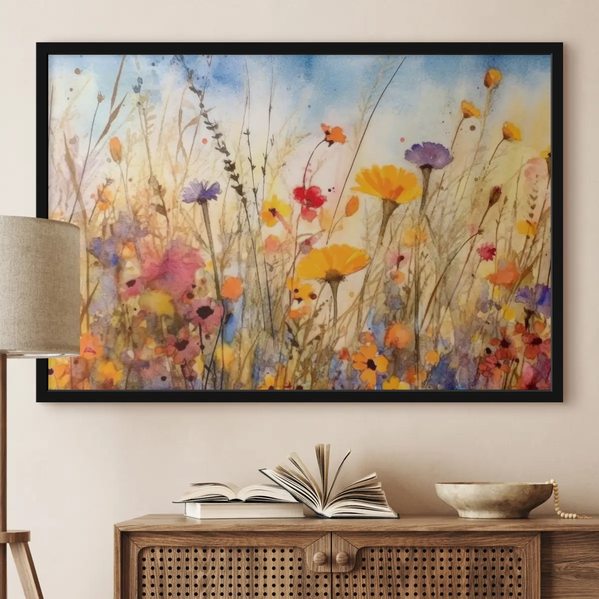 Poster Fiori colorati in un campo illuminato dal sole f33634