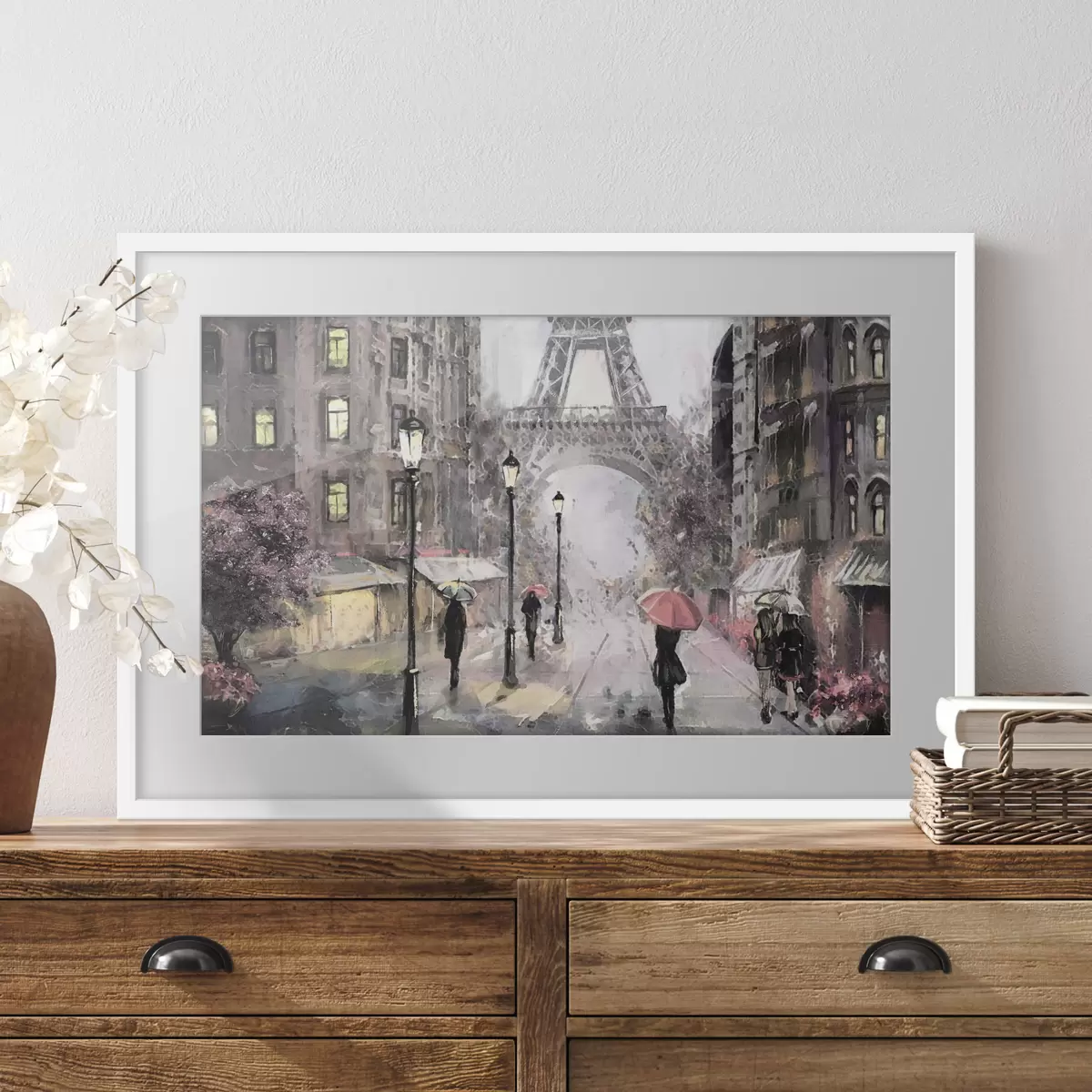 Poster Passeggiata sotto la pioggia vicino alla Torre Eiffel f33719