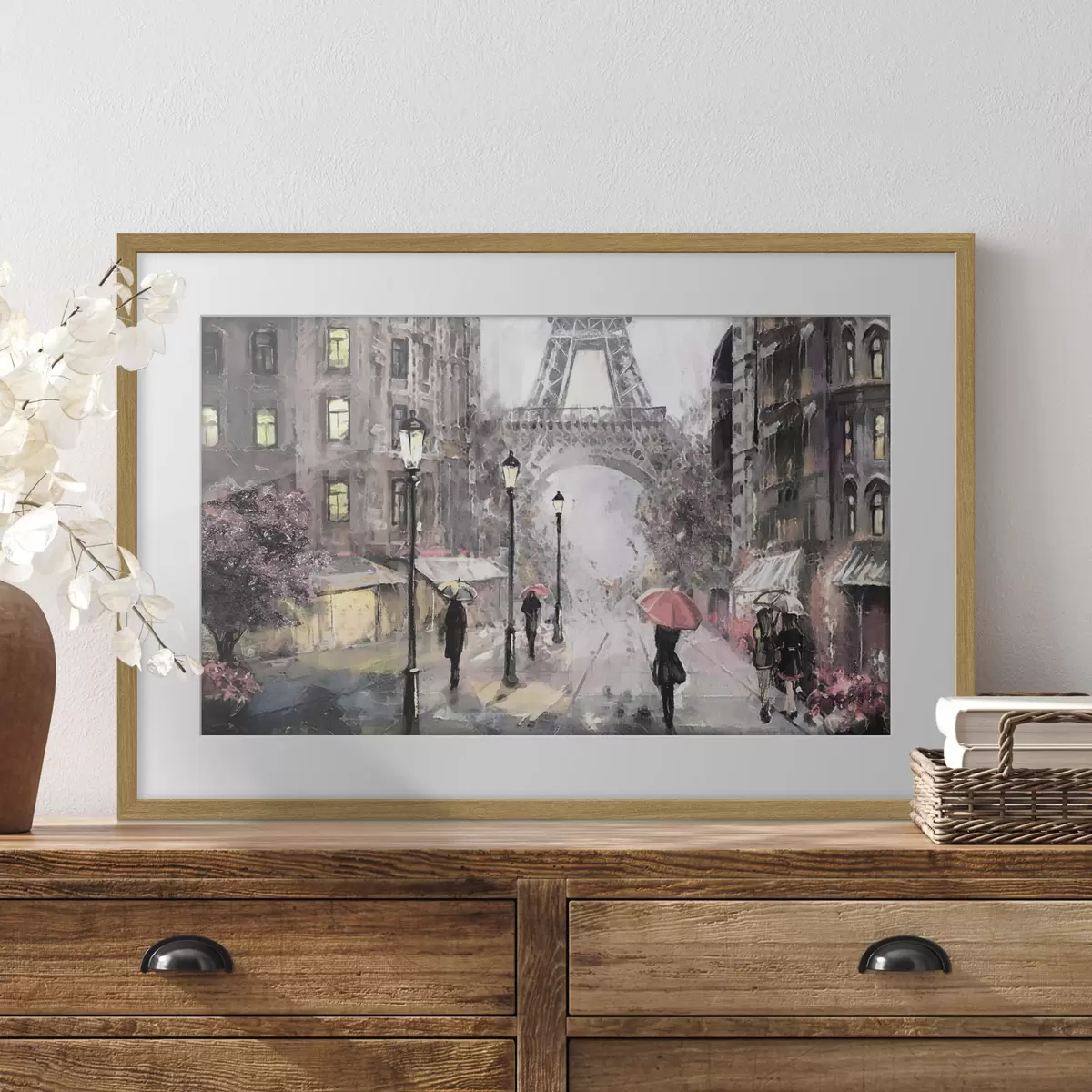 Poster Passeggiata sotto la pioggia vicino alla Torre Eiffel f33719