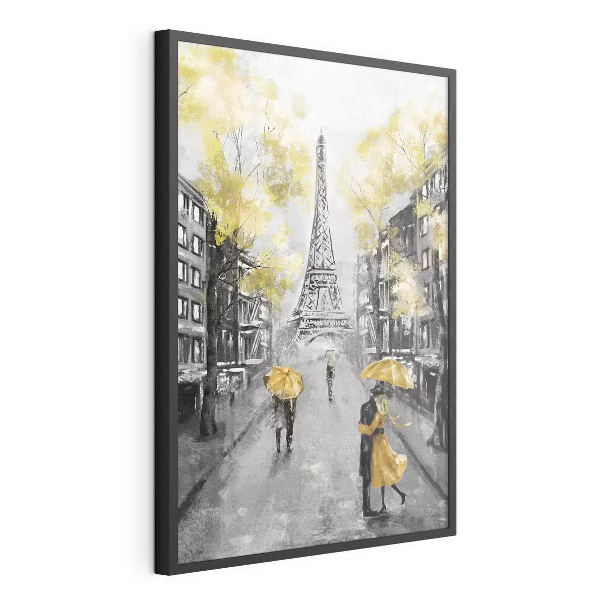 Poster Parigi sotto ombrelli gialli f34592