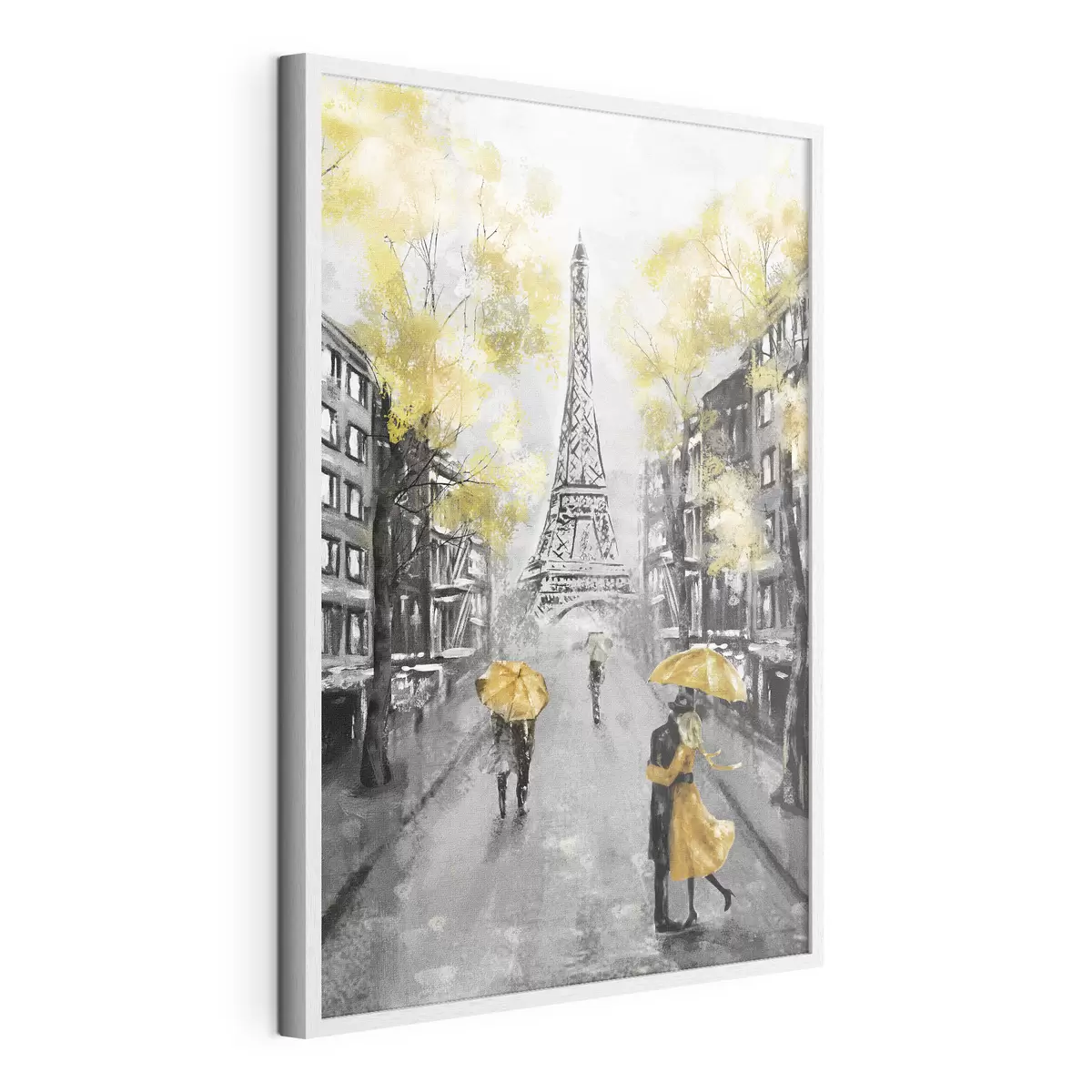 Poster Parigi sotto ombrelli gialli f34592