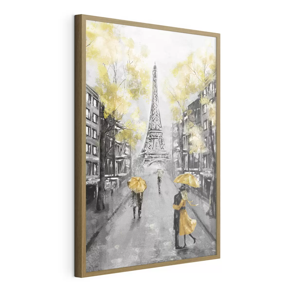 Poster Parigi sotto ombrelli gialli f34592