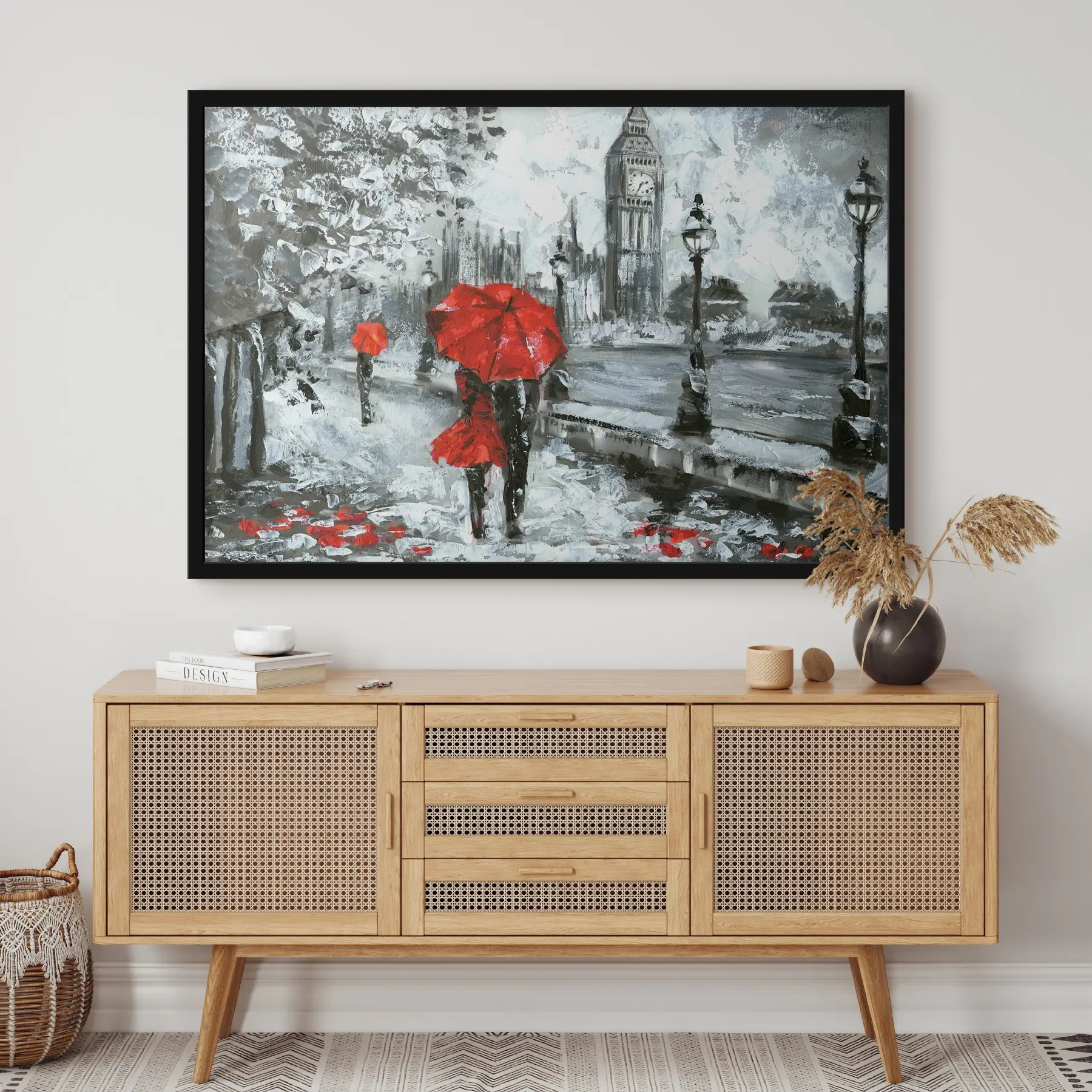 carta da parati Coppia sotto gli ombrelli rossi a Londra nr. f34614