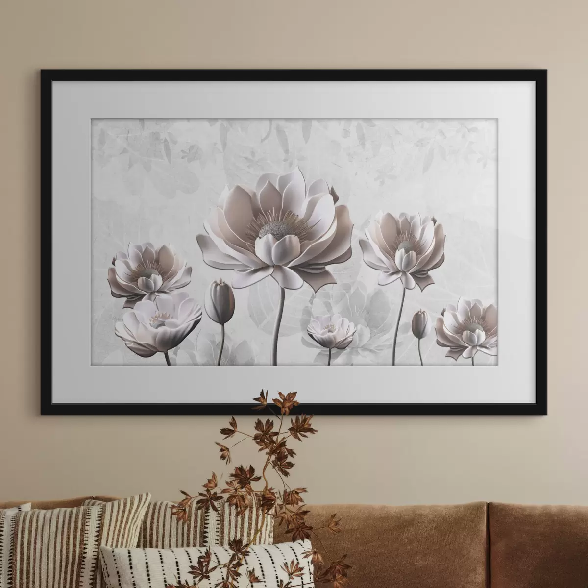 Poster Eleganti fioriture su uno sfondo sereno f35736