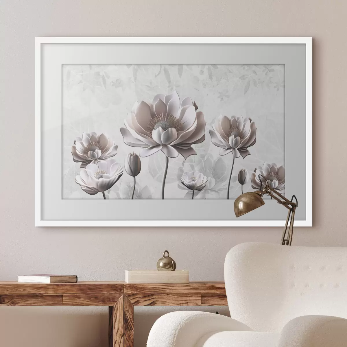 Poster Eleganti fioriture su uno sfondo sereno f35736