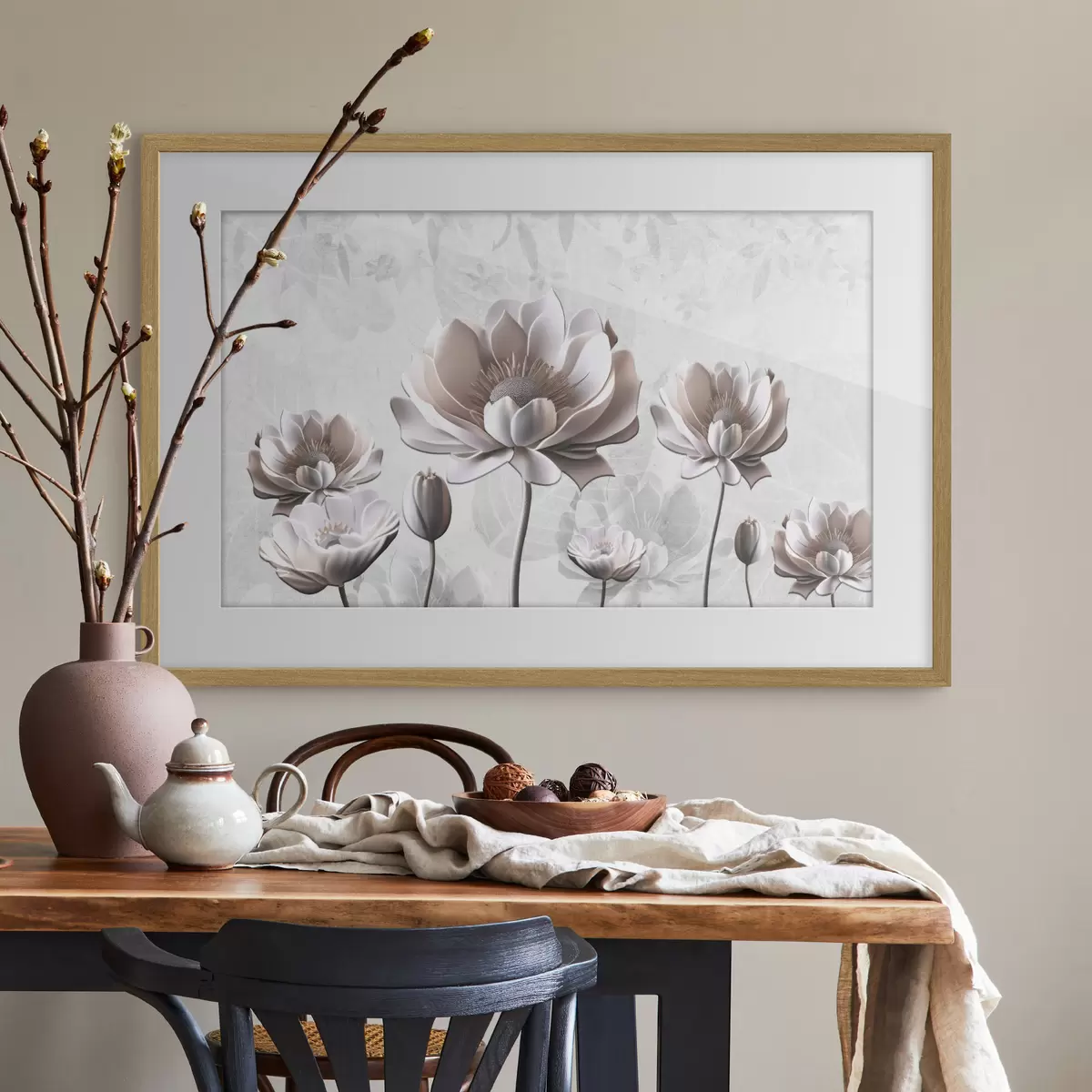 Poster Eleganti fioriture su uno sfondo sereno f35736