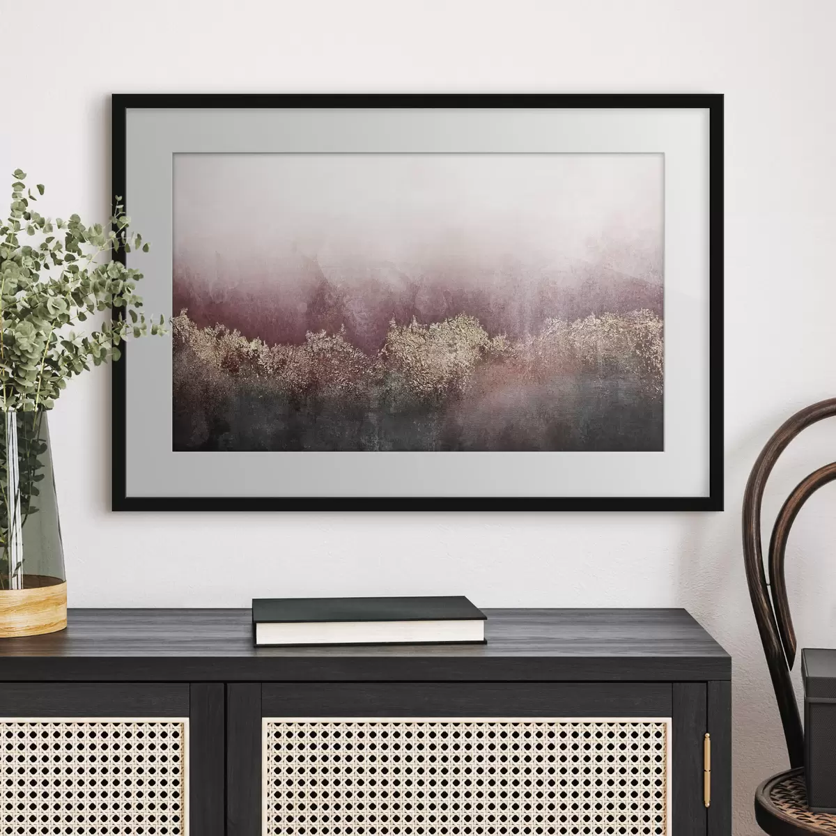 Poster Astrattismo nei colori bordeaux e nero f35844