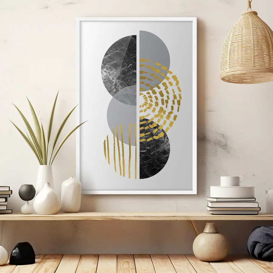 carta da parati Grafica astratta da parete nei colori bianco, grigio e nero nr. f35942