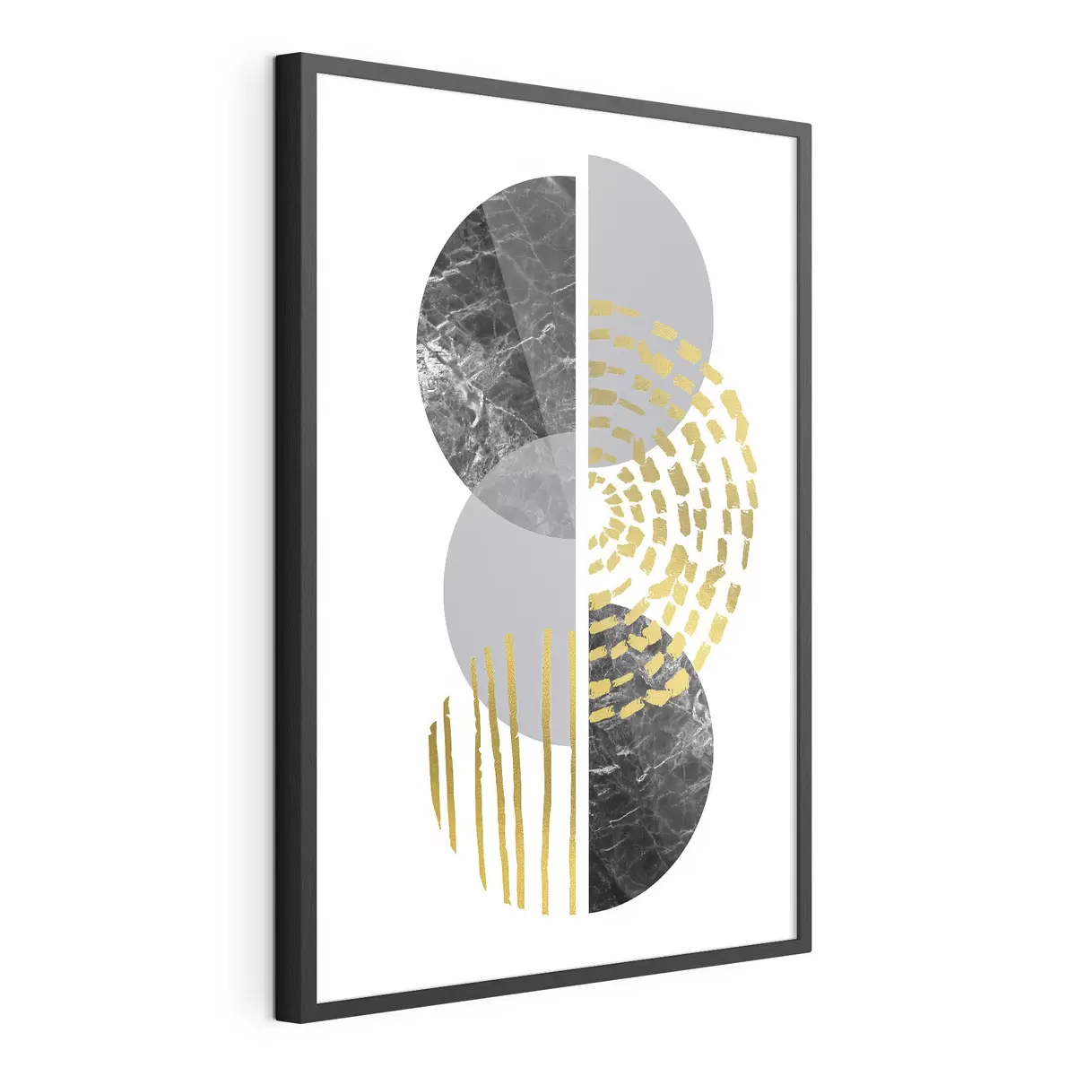 Poster Grafica astratta da parete nei colori bianco, grigio e nero f35942