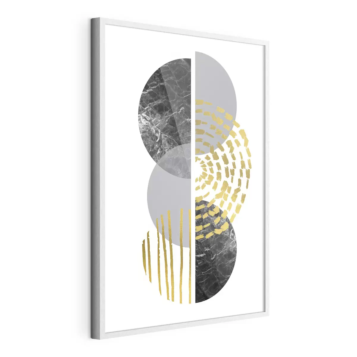 Poster Grafica astratta da parete nei colori bianco, grigio e nero f35942