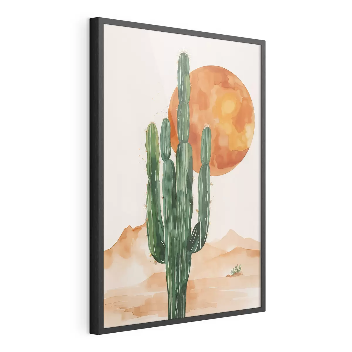 Poster Sagoma di cactus contro un tramonto vibrante f36269