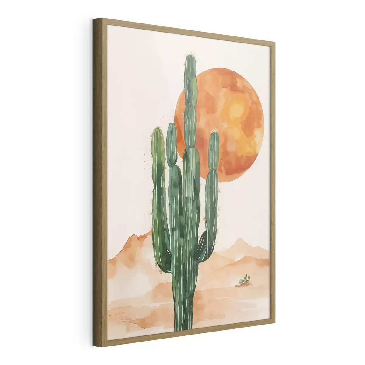 Poster Sagoma di cactus contro un tramonto vibrante f36269