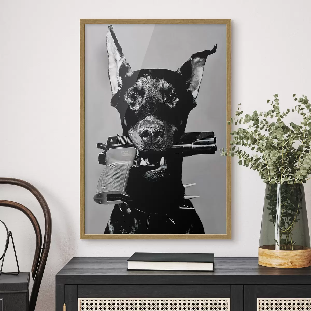 Poster Dobermann in bianco e nero f36177