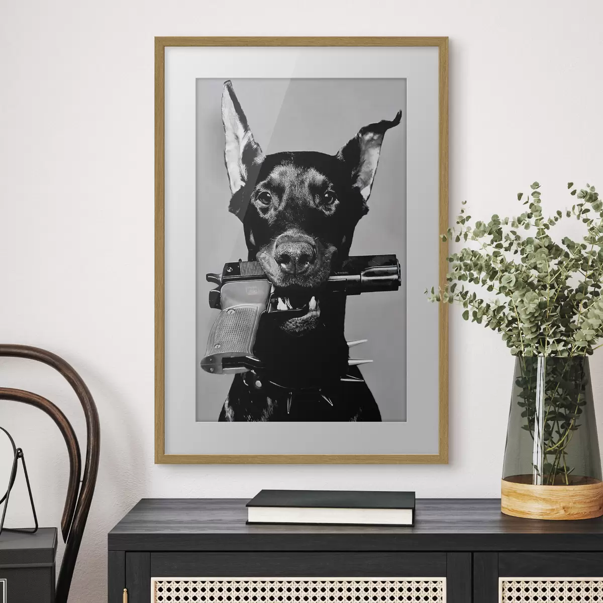 Poster Dobermann in bianco e nero f36177