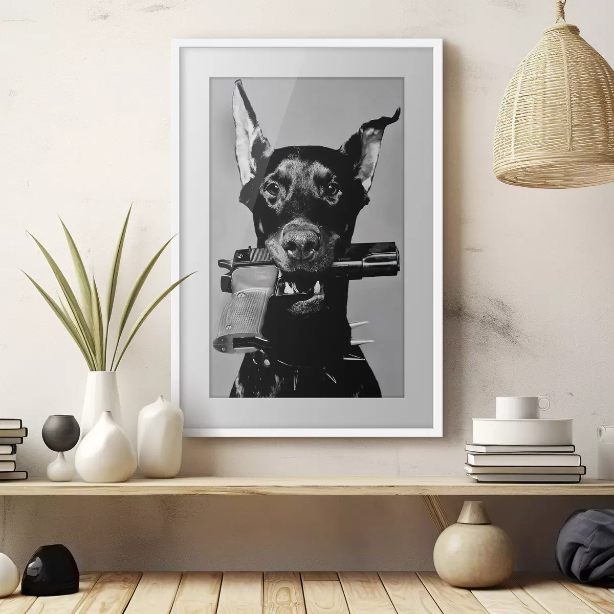 Poster Dobermann in bianco e nero f36177