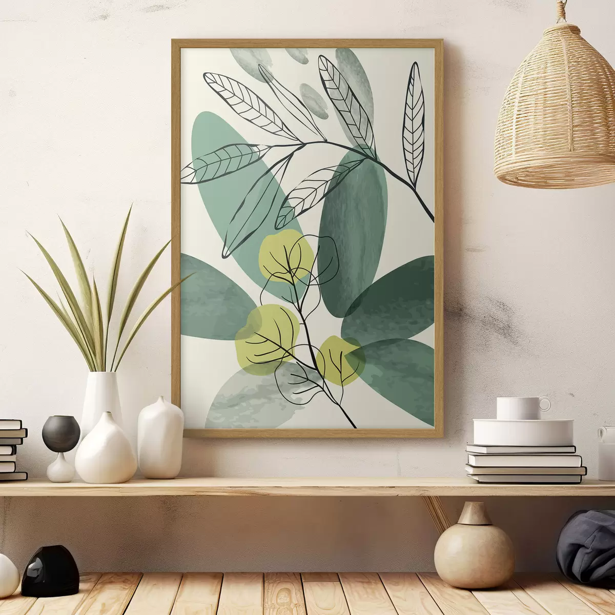 Poster Disegno astratto di foglie ispirato alla natura f36106