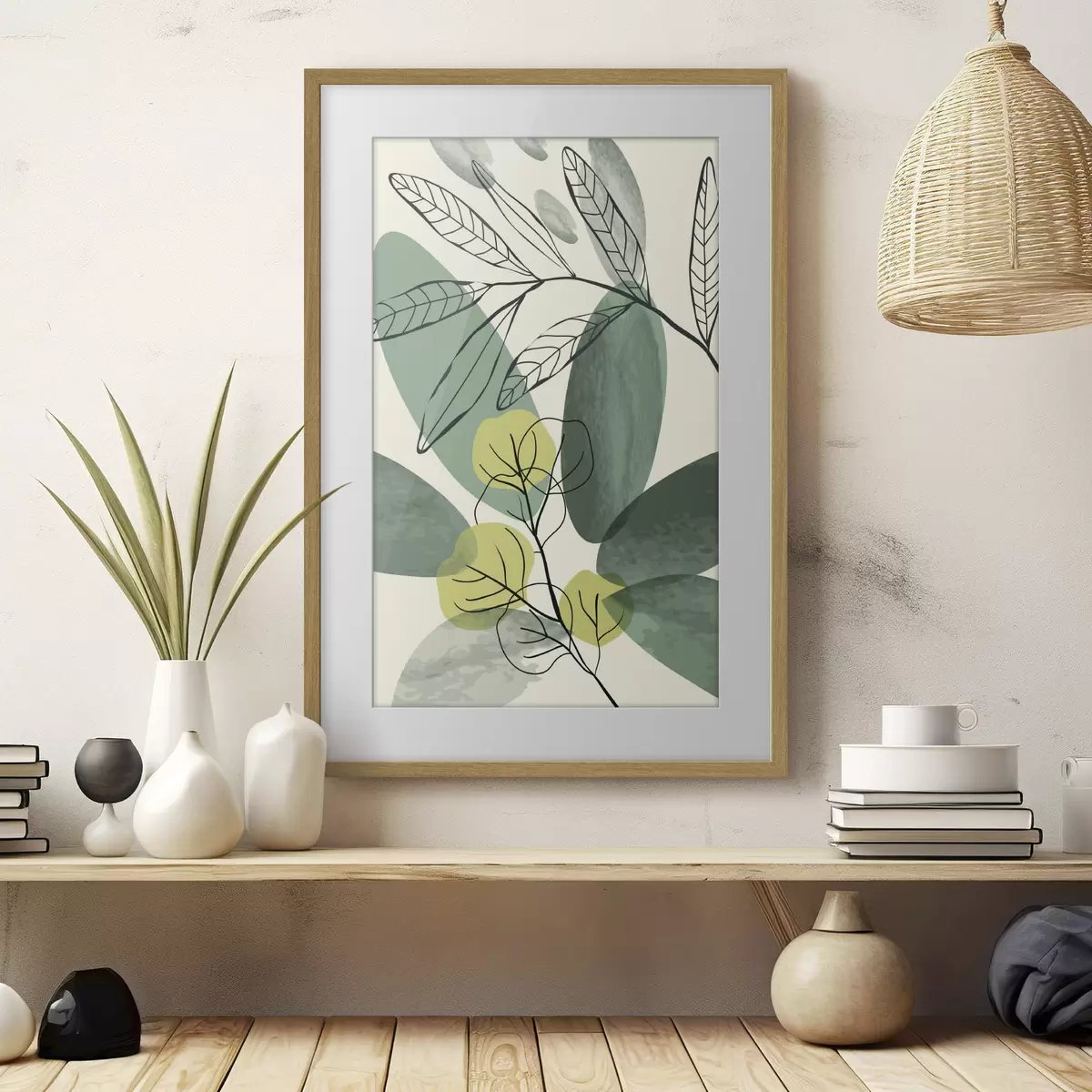 Poster Disegno astratto di foglie ispirato alla natura f36106