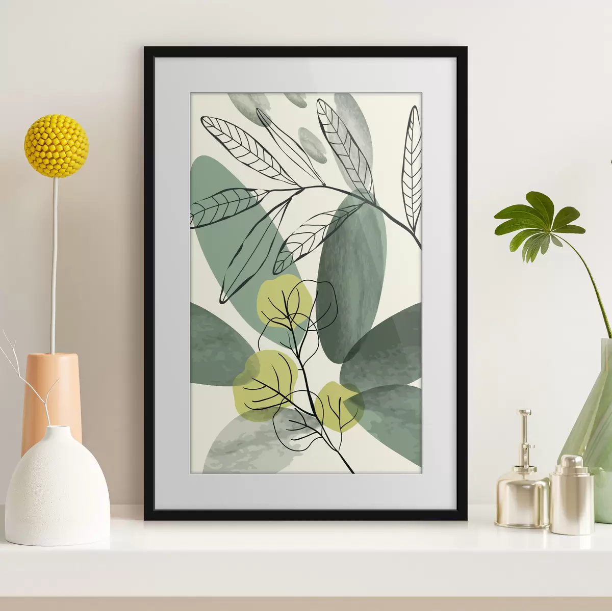 Poster Disegno astratto di foglie ispirato alla natura f36106