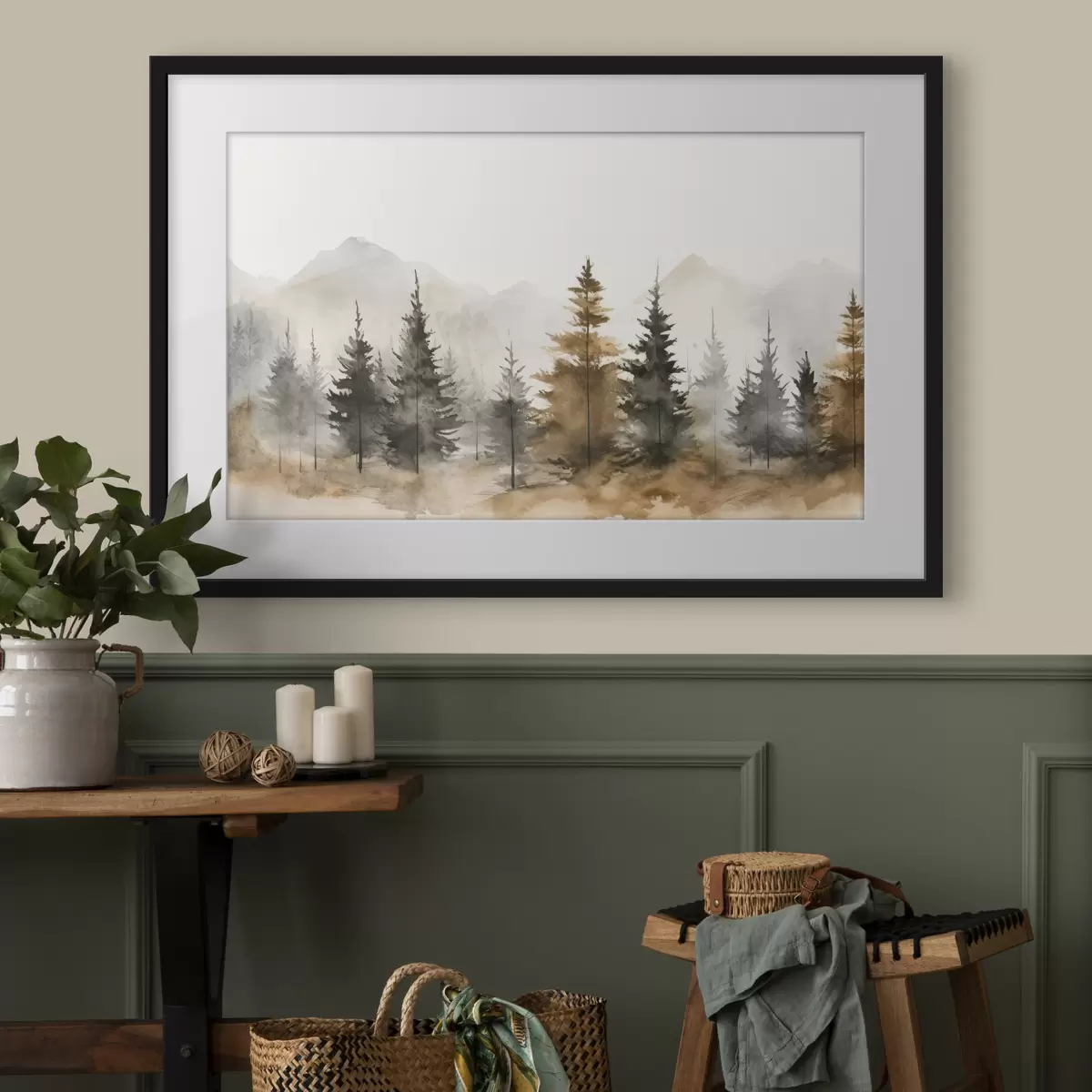 Poster Un sereno paesaggio forestale dalle tonalità tenui f36010