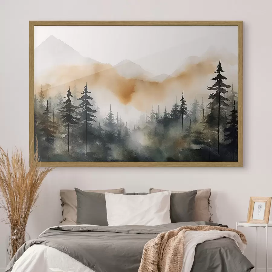 carta da parati Foresta montana nebbiosa all'alba nr. f36008