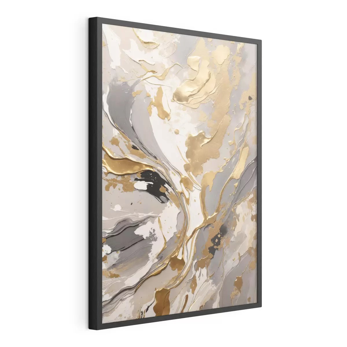 Poster Quadro astratto a olio nei colori bianco e nero f35656