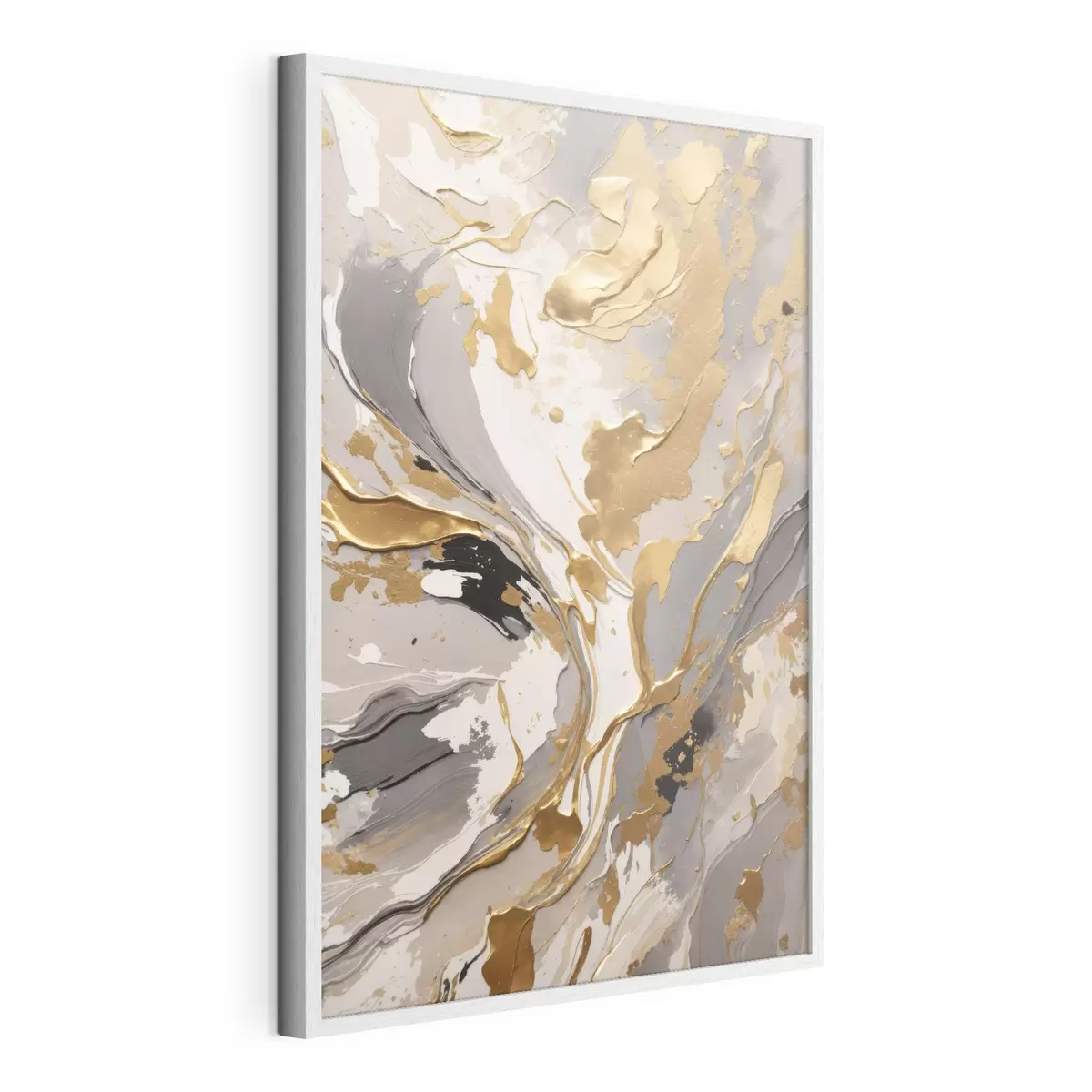 Poster Quadro astratto a olio nei colori bianco e nero f35656