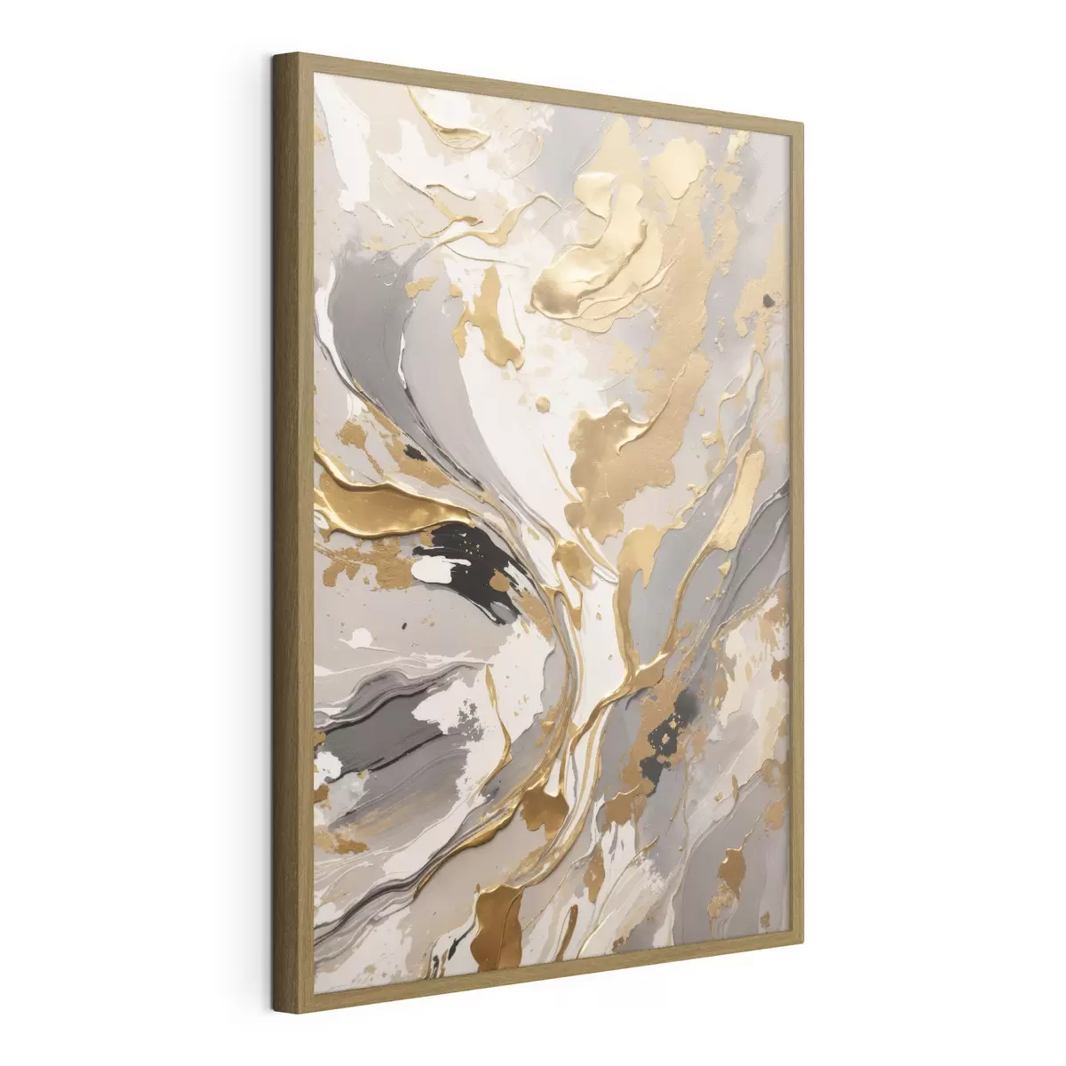 Poster Quadro astratto a olio nei colori bianco e nero f35656
