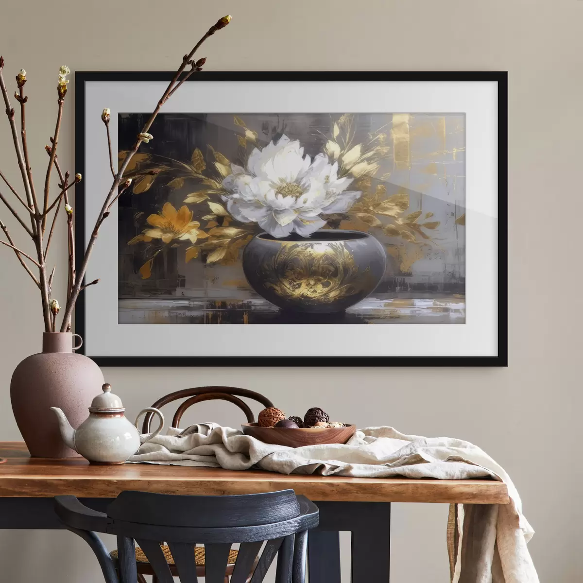 Poster Fiore bianco in vaso scuro f35388